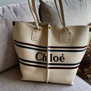 Chloe Medium Vick Tote, Off White